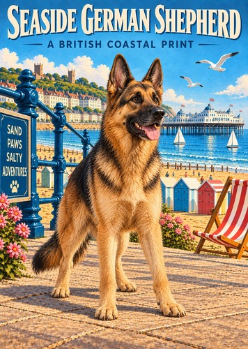 German shepherd print - german,