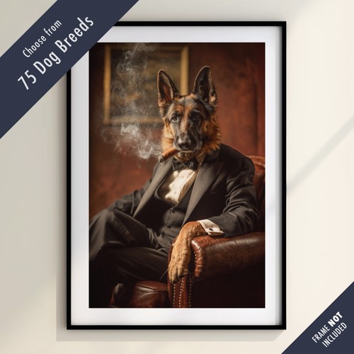 Funny dog smoking cigar print - funny,