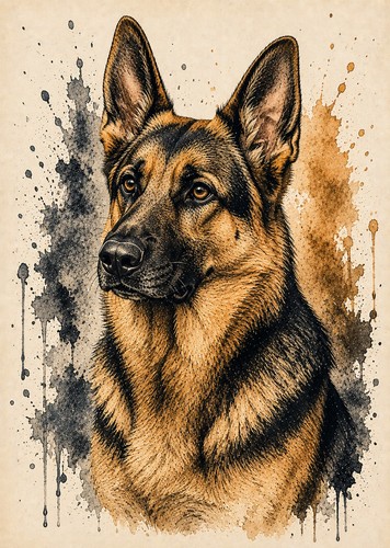 German shepherd art print - german,