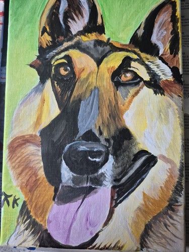 German shepherd acrylic - german, on