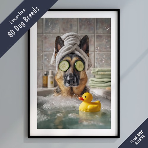 Funny dog bath - in, –