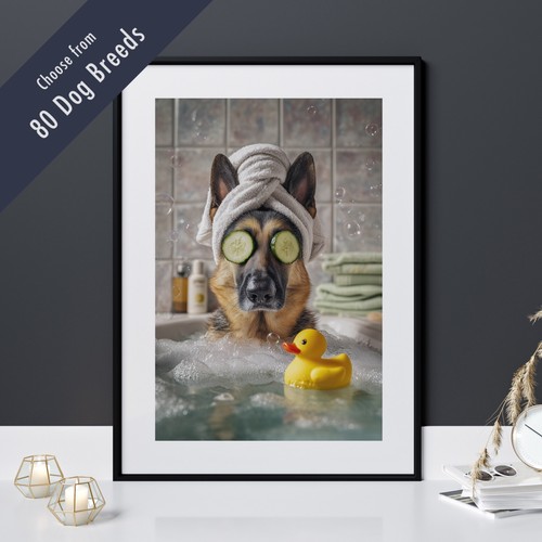 Funny dog bath - funny, print