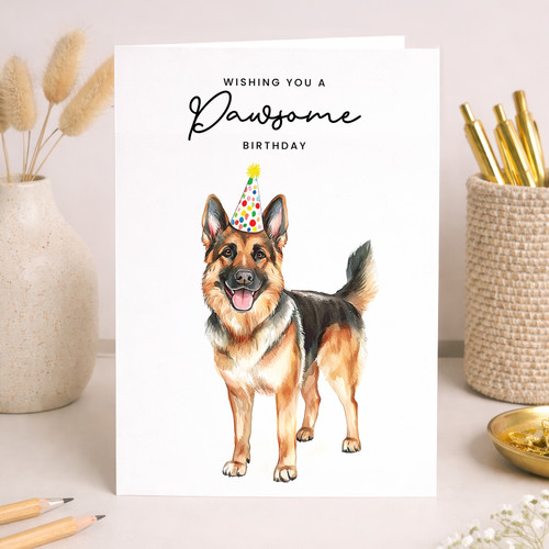 German shepherd birthday card - german,